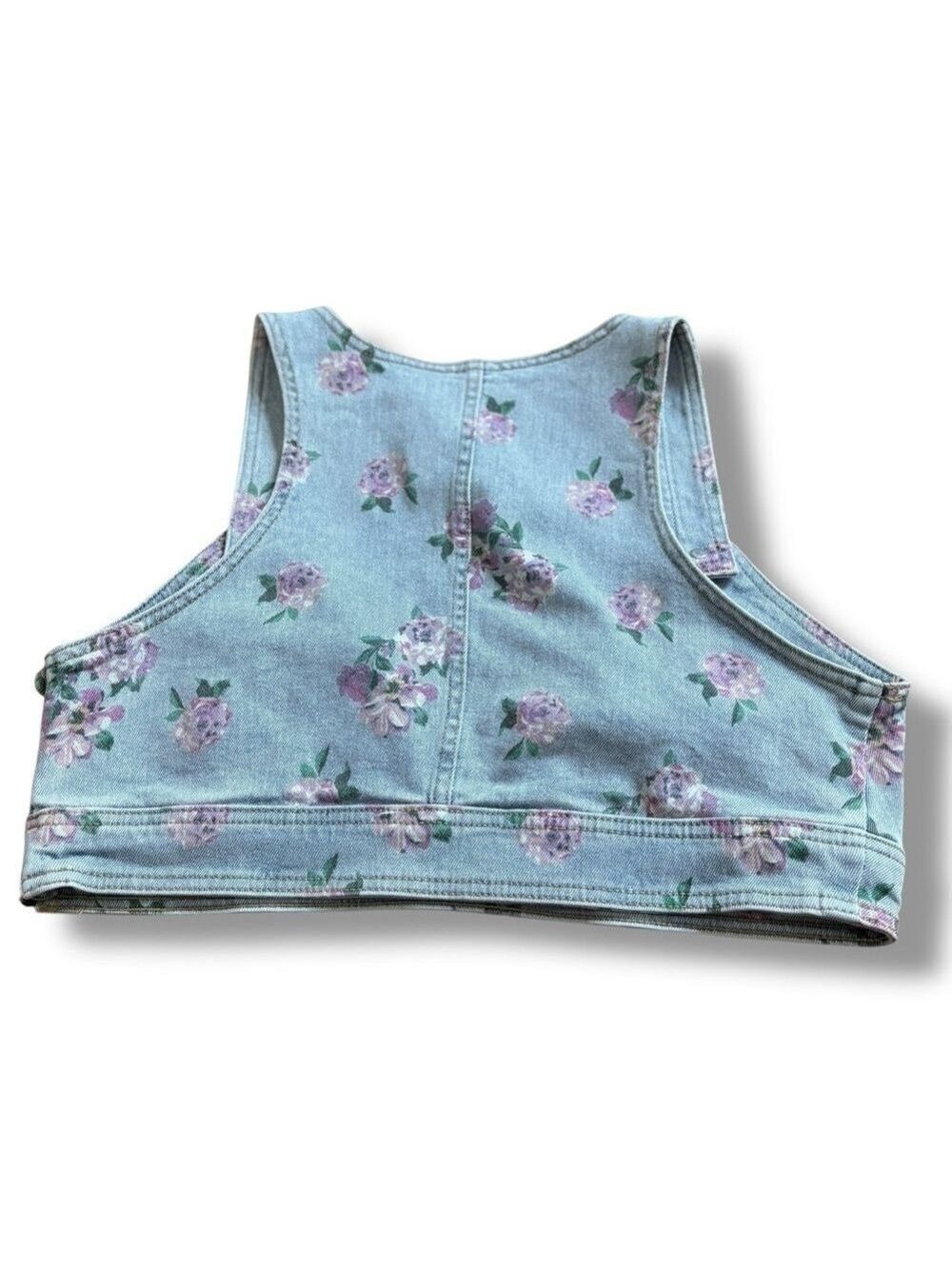 NWOT Wild Fable Light Wash Floral Blue Pink Denim Vest - Size Large - Picture 4 of 9